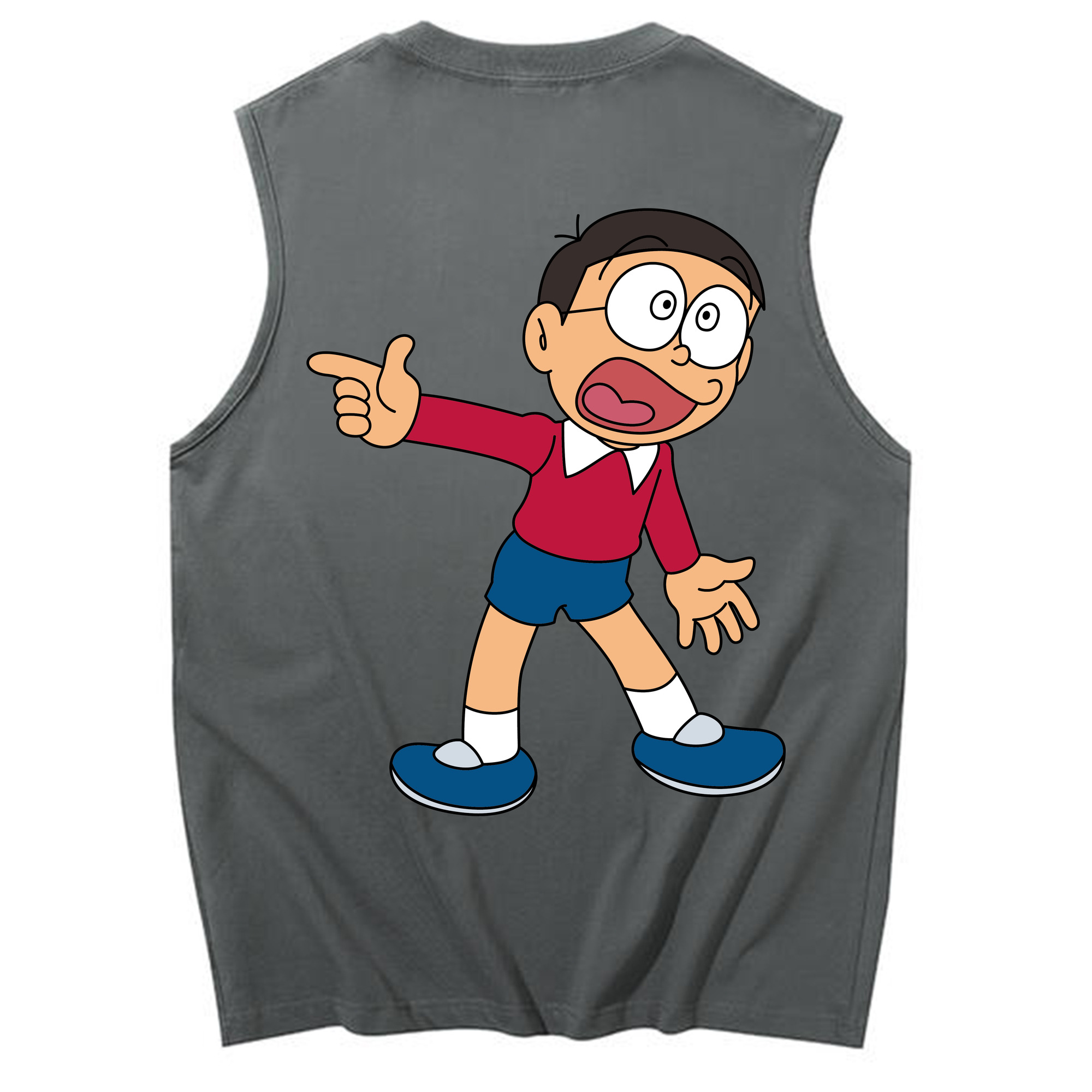 （画像用） ドラえもん 野比 のび太 Doraemon Nobita Nobi コットン100％タンクトップ（背面プリント）